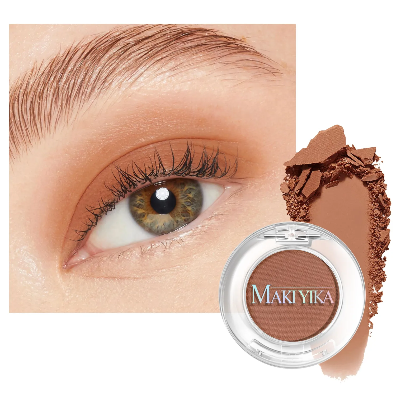 MAKI YIKA Caramel Brown Matte Single Eye Shadow Palette for Women Pigmented Reddish Brown Eyeshadow for Eyes Color Stay Long Lasting Waterproof Eye Makeup Palette, #11