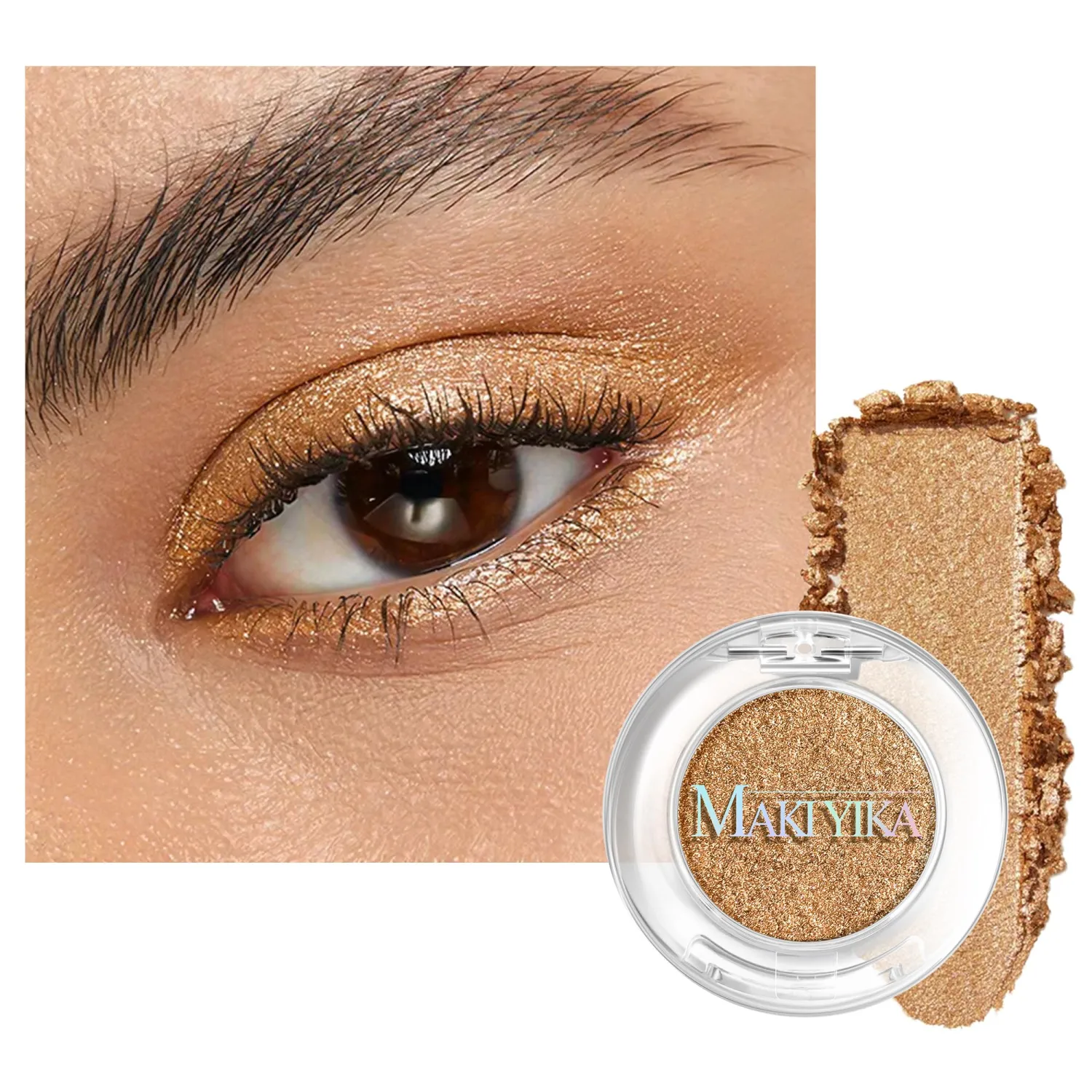 MAKI YIKA Gold Crème Eyeshadow Single, Shimmer Dark Bronze Cream Eye Shadow palette for Women Color Stay Long Lasting Waterproof Eye Makeup Monochrome Eyeshadows,#19