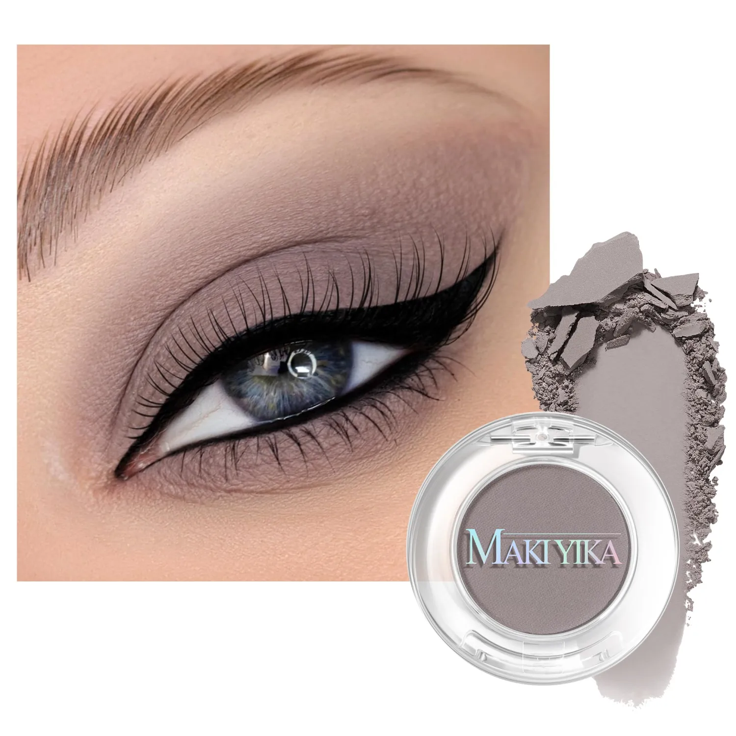 MAKI YIKA Misty Gray Matte Single Eye Shadow Palette for Women Pigmented Grey Eyeshadow Powder for Black Eyes Color Stay Long Lasting Waterproof Eye Makeup Palette, #9