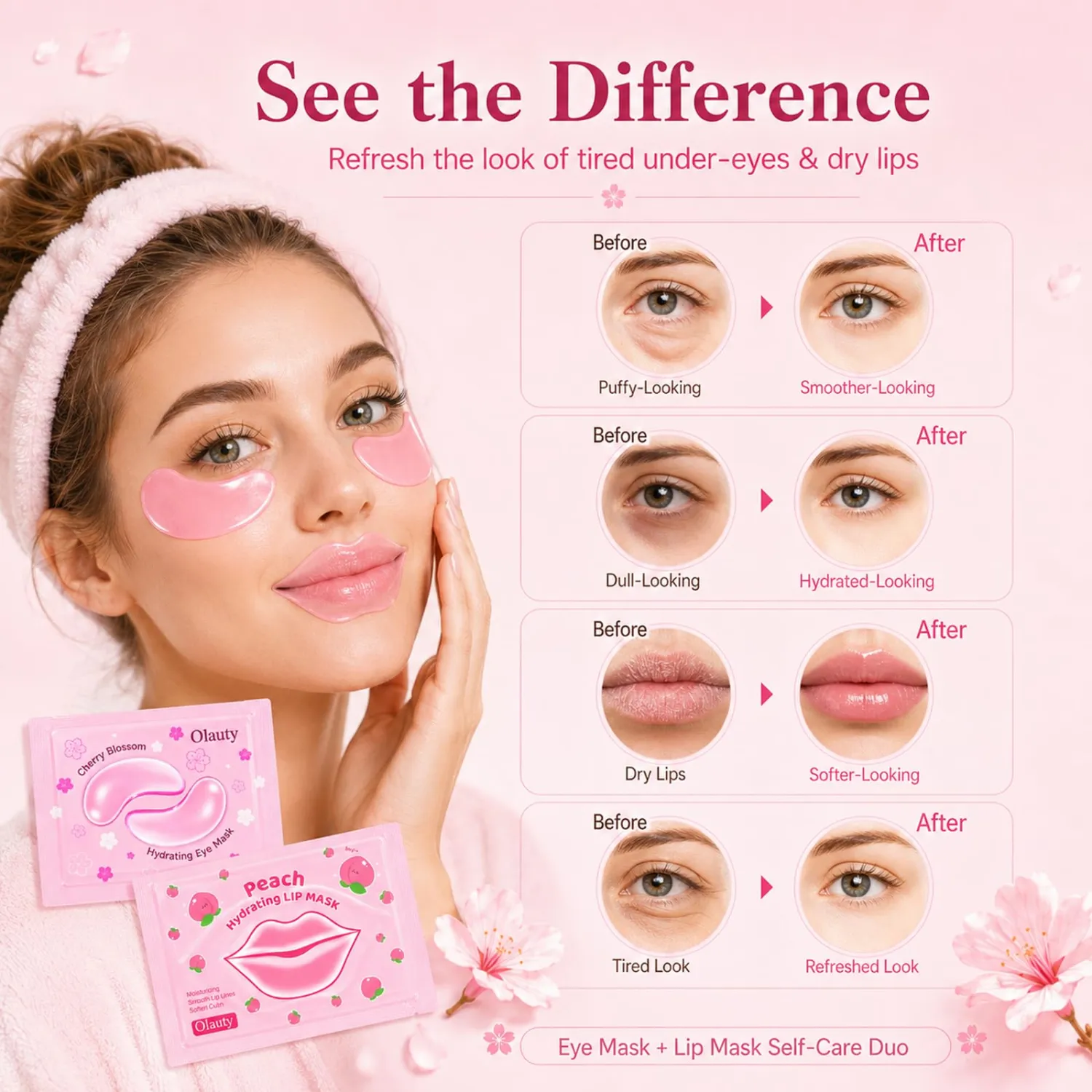 Sulily 30 Pairs Lip Mask & Under Eye Patches, Pink Collagen Eye Mask Pads, Lip Mask Skincare, Birthday Gifts, Bridesmaid Gifts, Bridal Shower Gifts, Spa Gifts for Women, Bulk Gifts, Party Favors