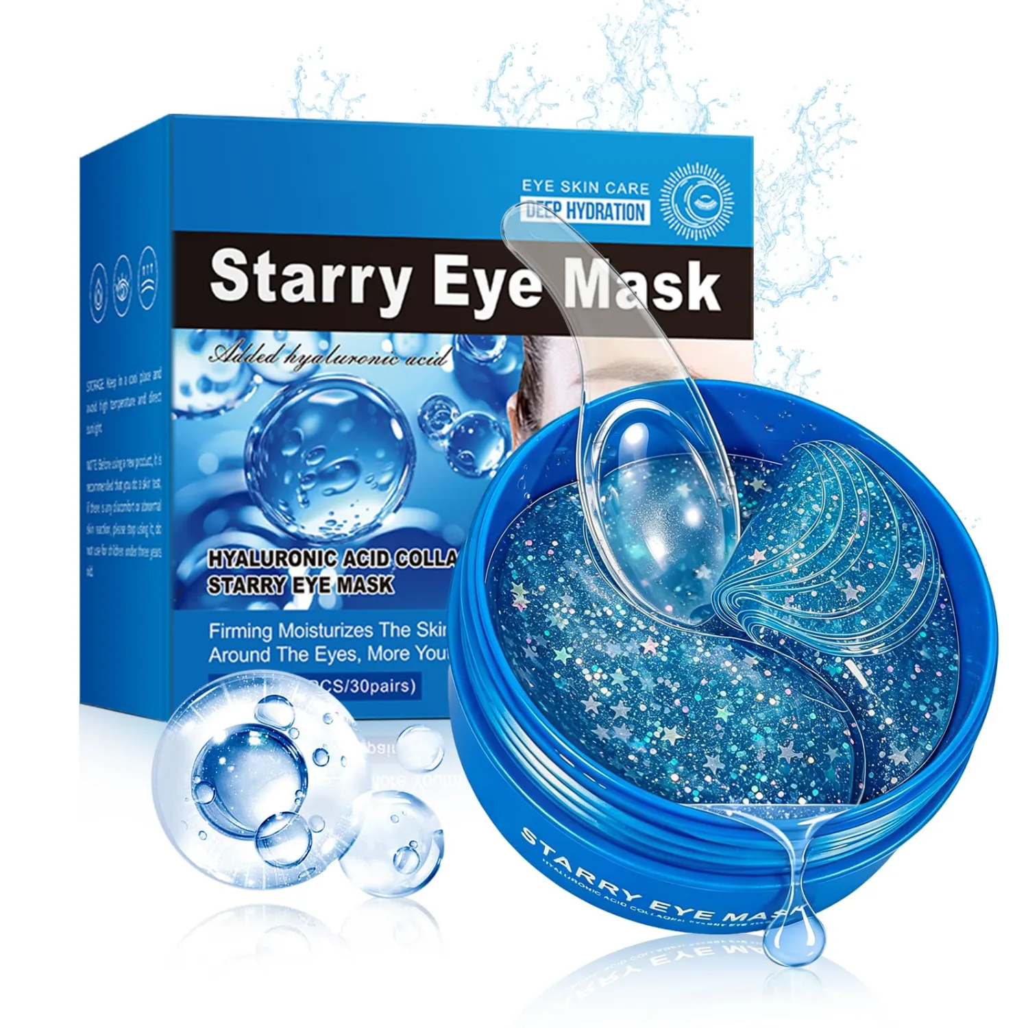 Hyaluronic Under Eye Patches- 60 PCS, Eye Patches for Dark Circles, Eye Bags, Fine Lines, Moisturizing Firming Eye Mask Reduces Wrinkles & Fine Lines,Improves & Firms Eye Skin for Men&women Gift