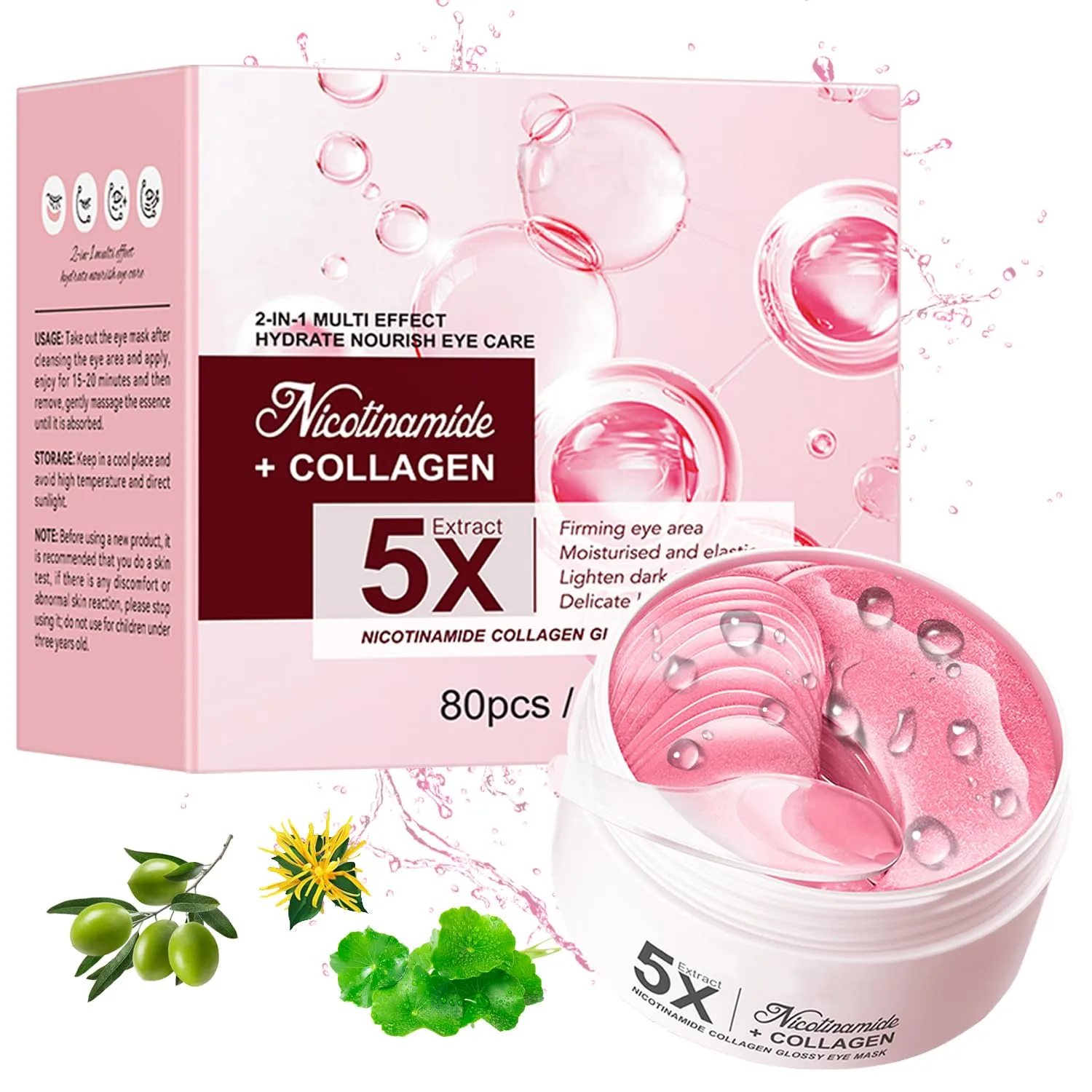 Nicotinamide Under Eye Patches (40 Pairs) with Collagen & Hyaluronic Acid, Eye Mask Pads Moisturizing Skincare for Puffy Eyes,Fine Lines,Dark Circles,Wrinkles Treatment, Birthday Small Gift For Women