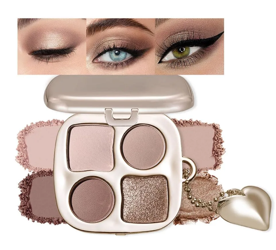 Cool-Toned Matte Neutral Nude Eyeshadow Palettes Eye Makeup With Mirror – High Pigment Long-Lasting Eye Shadow Palette For Older Women, Soft Nude Makeup Mini Eyeshadow Palette, 01#