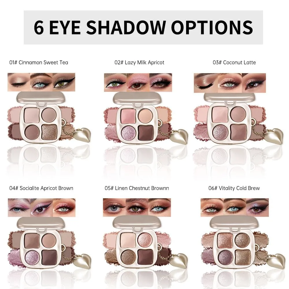 Light Nude Brown Cool-Toned Matte Eyeshadow Palettes Eye Makeup With Mirror –Pink High Pigment Everyday Shimmer Eye Shadow Palette For Older Women, Suitable for Green Hazel Eyes, Mini Travel Size 02#