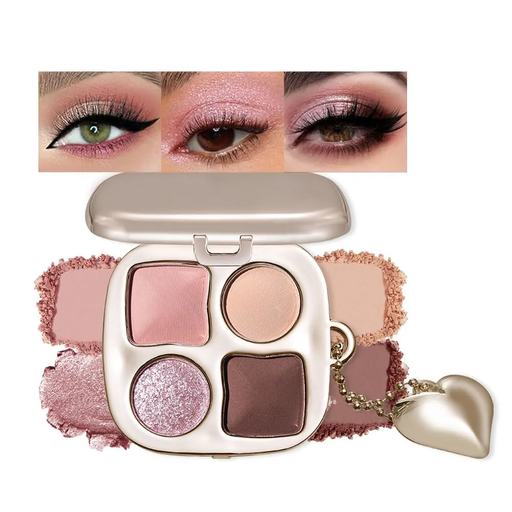 Light Nude Brown Cool-Toned Matte Eyeshadow Palettes Eye Makeup With Mirror –Pink High Pigment Everyday Shimmer Eye Shadow Palette For Older Women, Suitable for Green Hazel Eyes, Mini Travel Size 02#