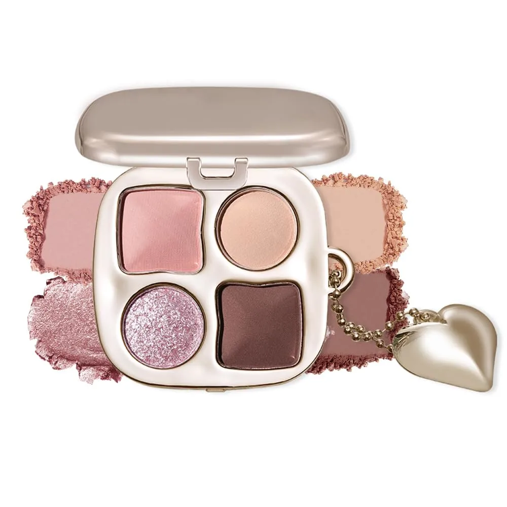 Light Nude Brown Cool-Toned Matte Eyeshadow Palettes Eye Makeup With Mirror –Pink High Pigment Everyday Shimmer Eye Shadow Palette For Older Women, Suitable for Green Hazel Eyes, Mini Travel Size 02#
