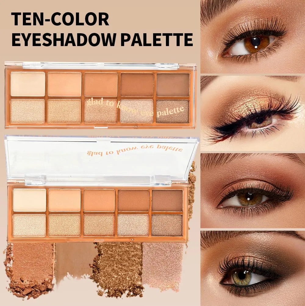 Neutral Nude Brown Matte Eyeshadow Palette – 10 High-Pigment Matte & Shimmer Shades, Waterproof & Smooth Blendable Formula – Long-Lasting Natural Eye Makeup for Daily Wear, Beginners & Mature Women