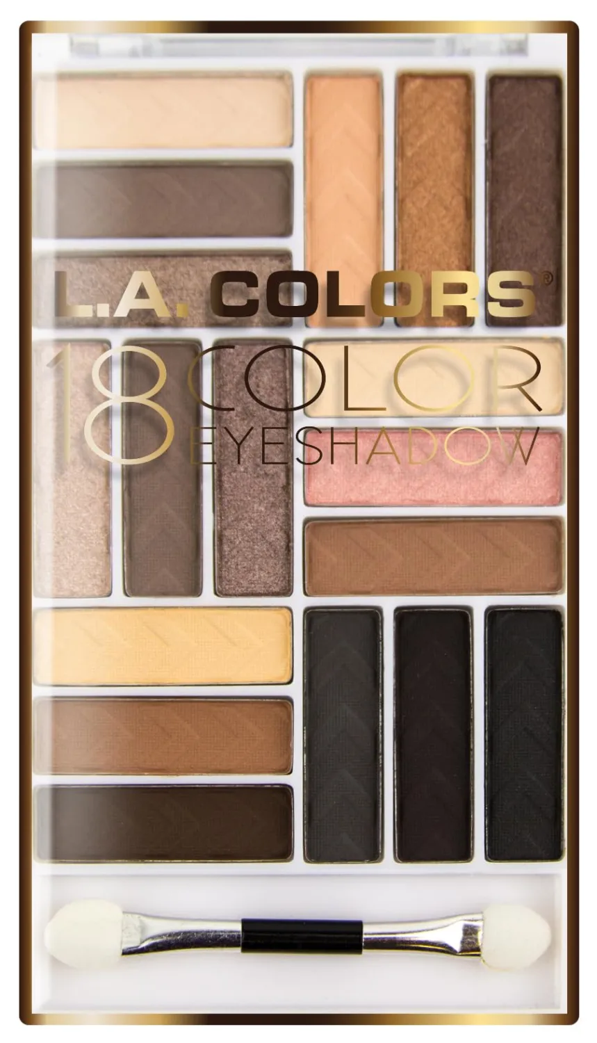 L.A. COLORS 18 Color Eyeshadow Palette, Downtown Brown CES750