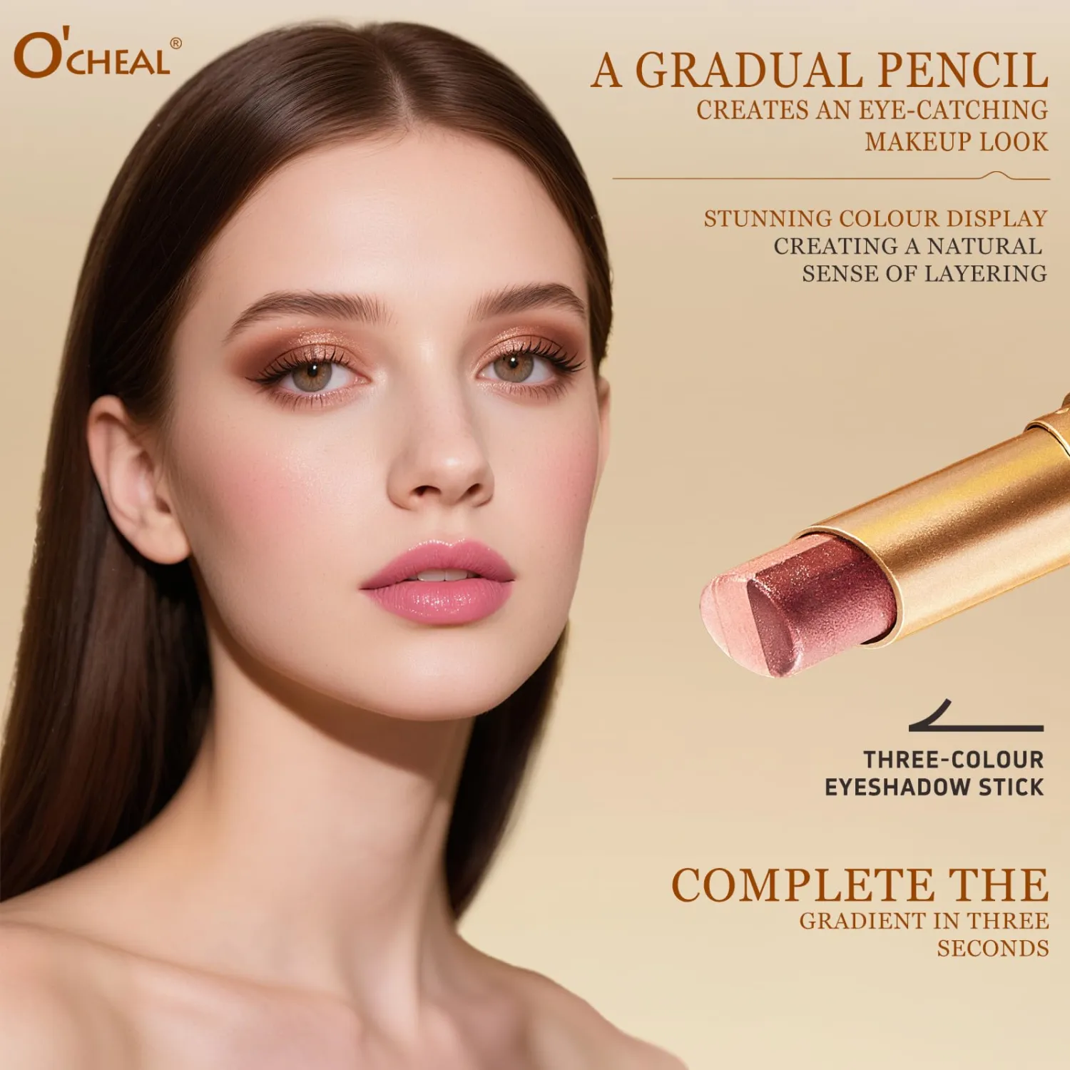 O'CHEAL 3 Color Gradient Eyeshadow Stick Matte Shimmer Waterproof Long-lasting Crease-proof & easy to apply, suitable for dailymakeup touch-ups，Eye shadow pen for Make Up 05#Lce Crystal Grape