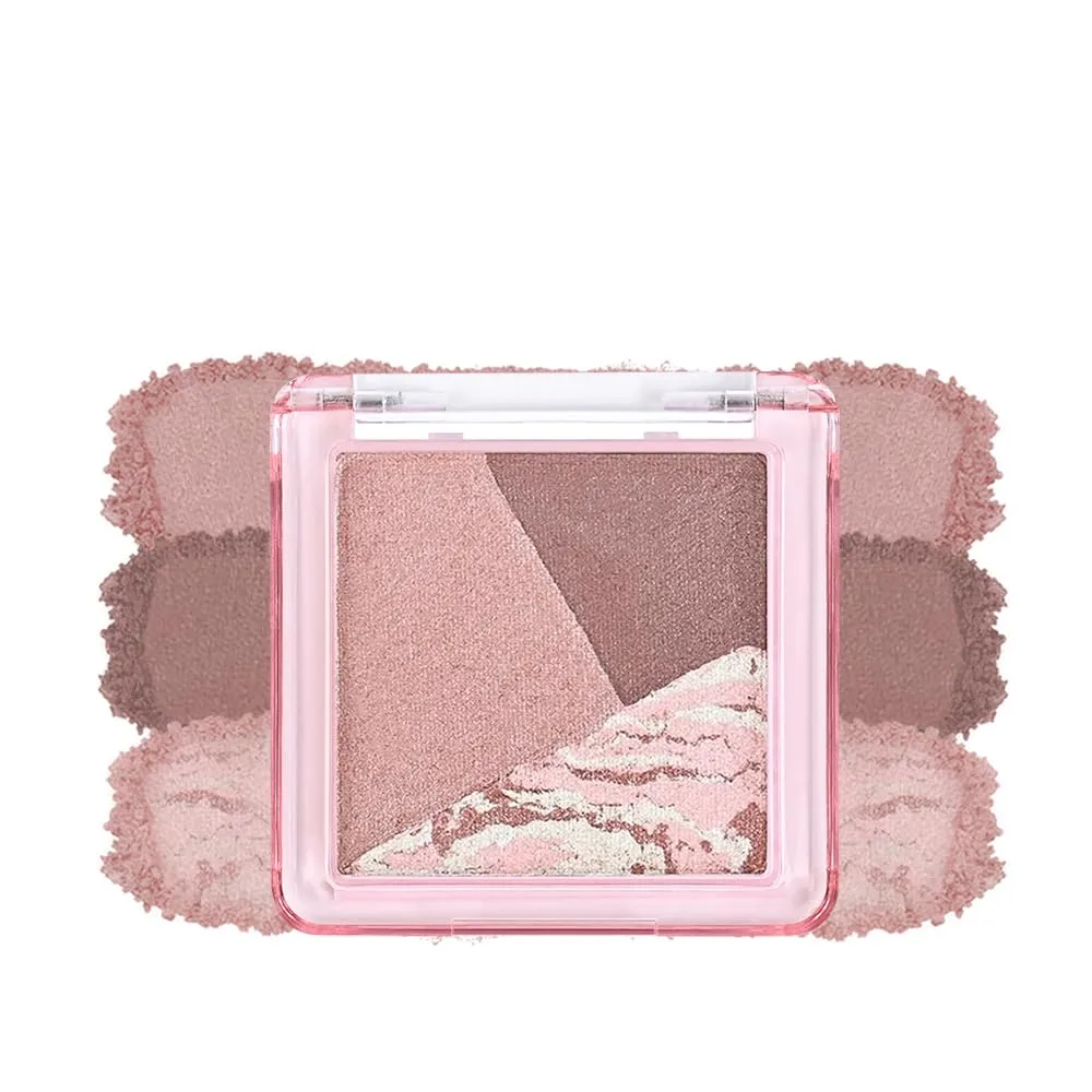 Baked Eyeshadow Palette, Shimmer, Neutral, Blendable, Mini Travel Size, Soft Glam Natural Eye Makeup Trio (C03, 1 Count (Pack of 1))