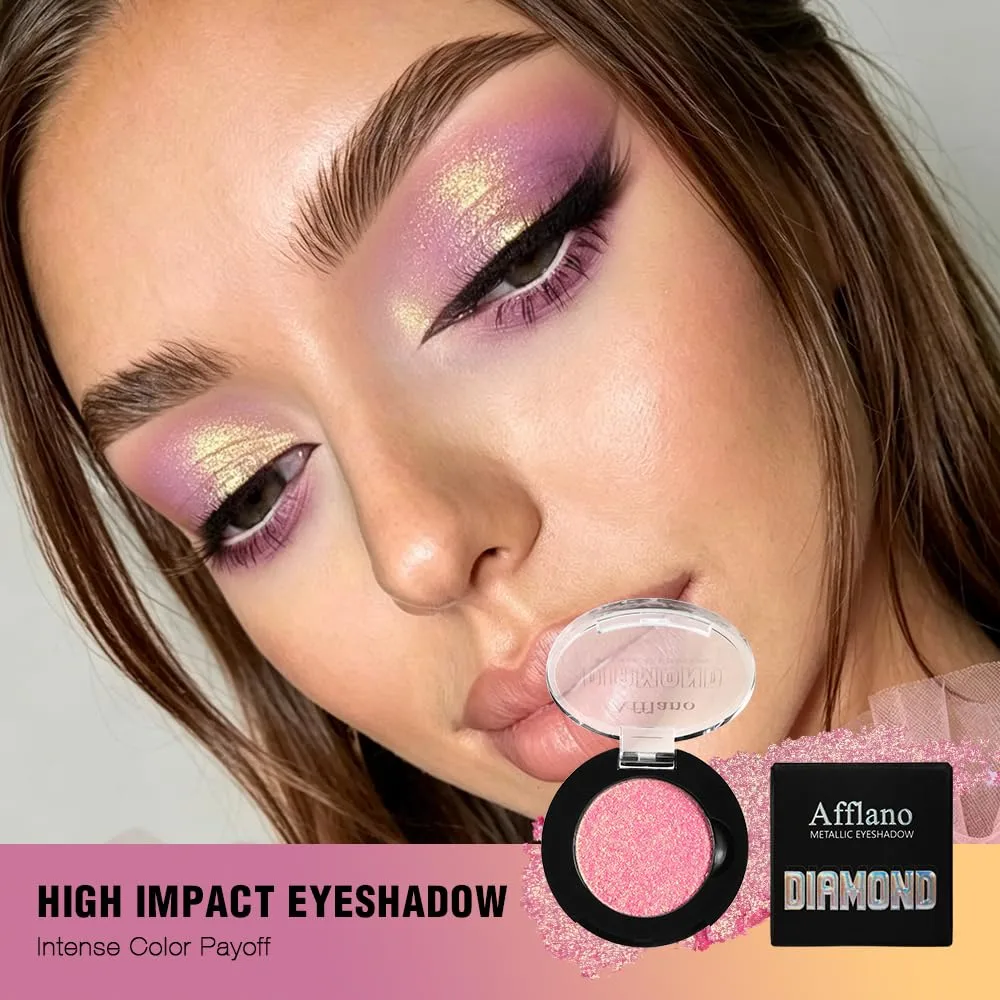 Chameleon Chrome Eyeshadow, Pink-Purple to Gold Shimmer Duochrome Eyeshadow with Color Shifting, Sparkle Pink-Lilac Multichrome Eye Shadow for Eyelid Topper, Long Lasting & Blendable Eye Makeup, #A08