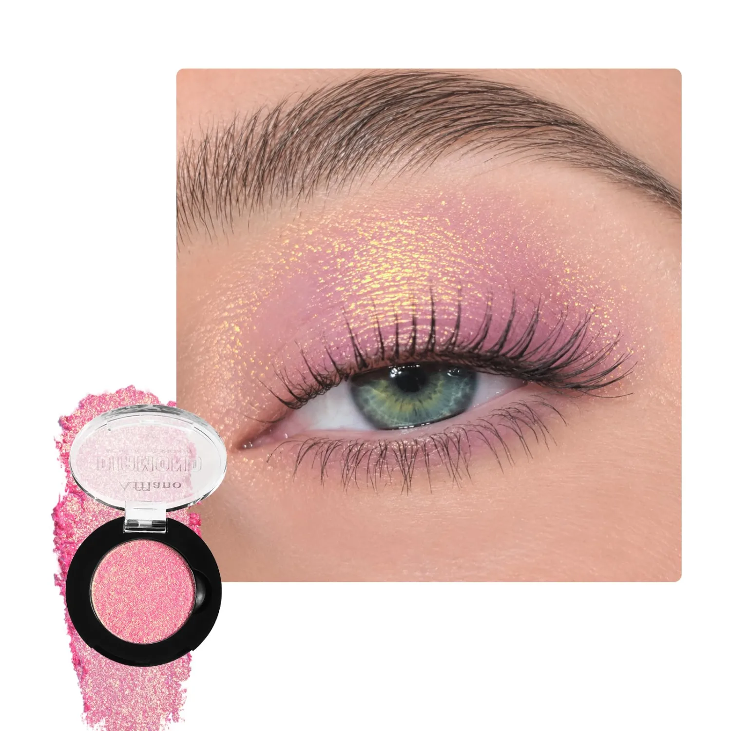 Chameleon Chrome Eyeshadow, Pink-Purple to Gold Shimmer Duochrome Eyeshadow with Color Shifting, Sparkle Pink-Lilac Multichrome Eye Shadow for Eyelid Topper, Long Lasting & Blendable Eye Makeup, #A08
