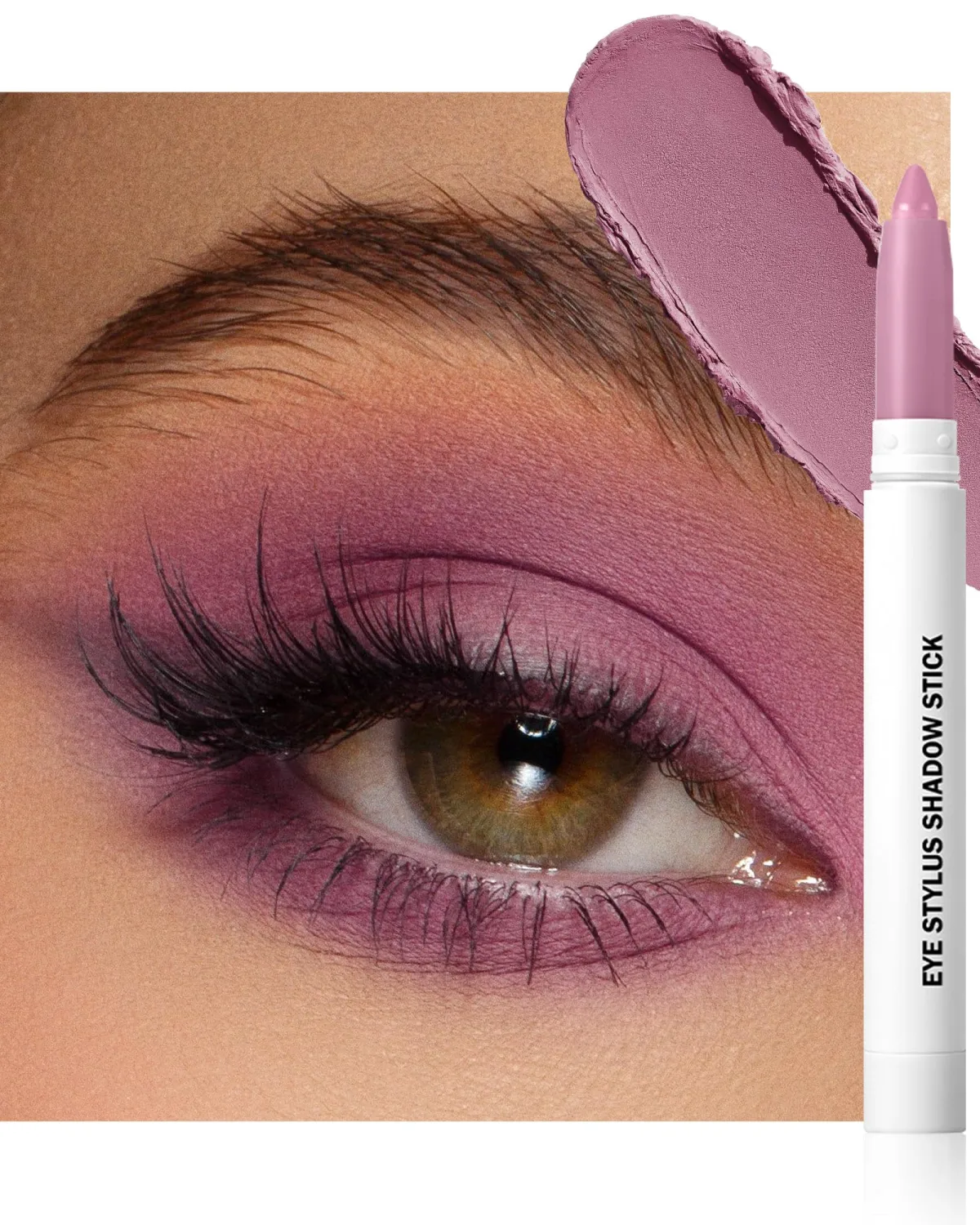 Lilac Pink Matte Eyeshadow Stick, Cream Highlighter Brightener Eye Shadow Sticks, Waterproof Long Lasting, Blendable Eyeshadow Pencil for Older Women, Eye Crayon Makeup with Built-in Sharpener-B03