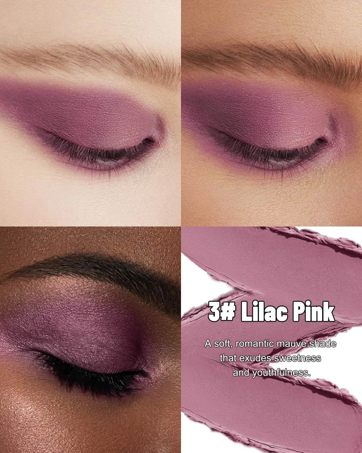 Lilac Pink Matte Eyeshadow Stick, Cream Highlighter Brightener Eye Shadow Sticks, Waterproof Long Lasting, Blendable Eyeshadow Pencil for Older Women, Eye Crayon Makeup with Built-in Sharpener-B03