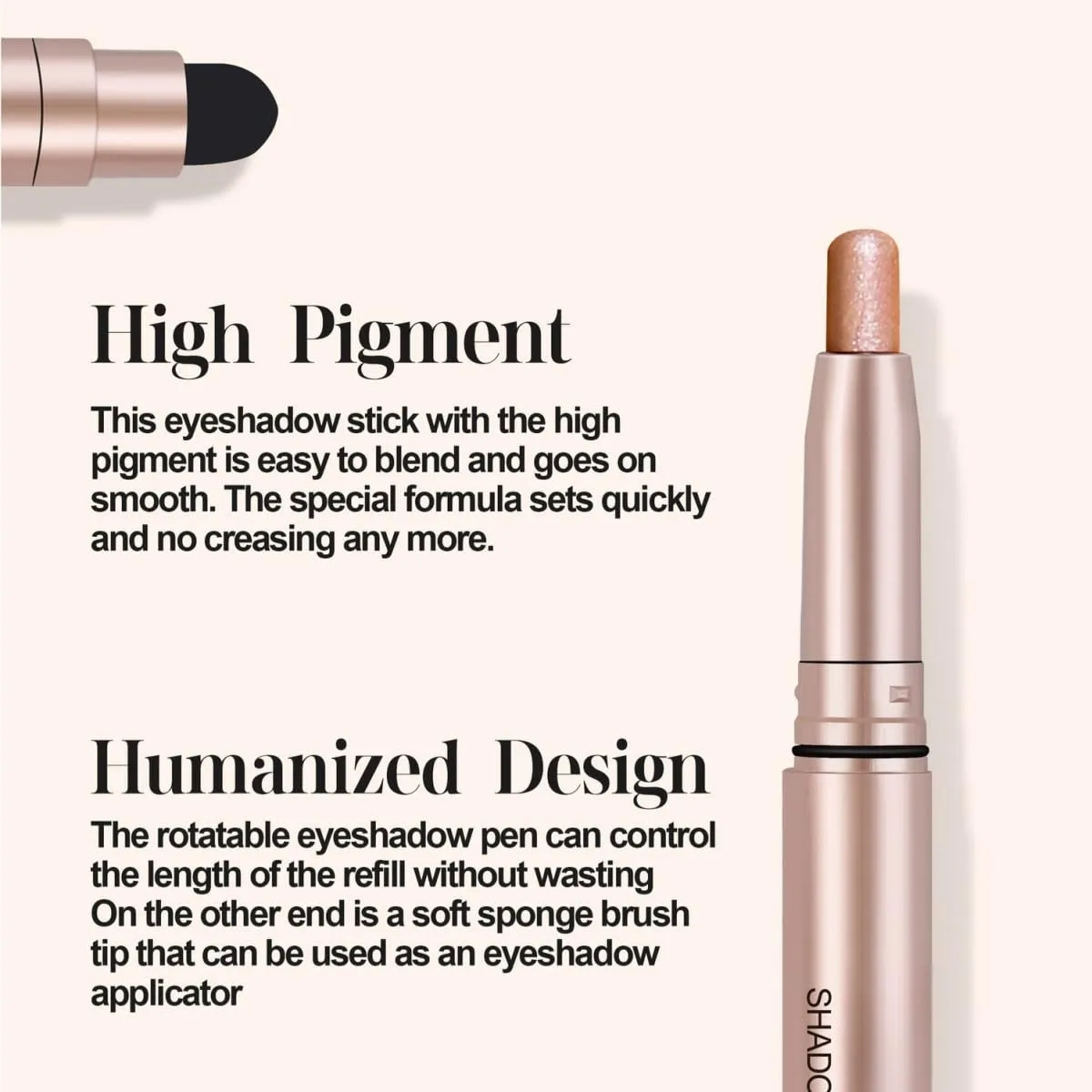 Long-Lasting Cream Eyeshadow Stick Shimmer Finish Easy Apply with Built-in Smudger Blendable Dark Green