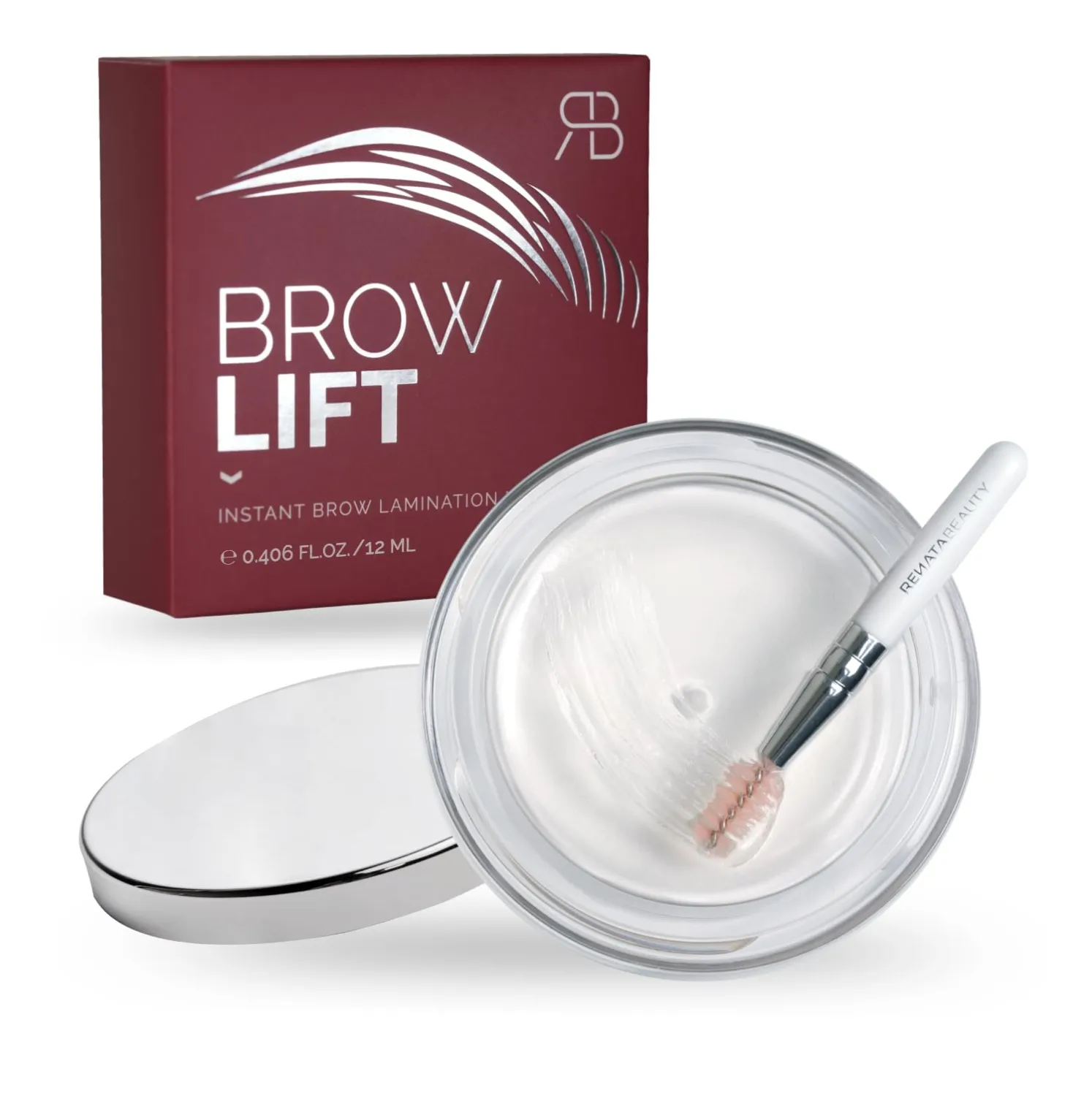 RB RENATA BEAUTY Brow Lift – Clear Brow Wax for Instant Lamination Effect & All-Day Hold – Flake-Free, No White Residue – Includes Mini Brush – 0.406 fl oz (12 mL) – Fluffy, Feathered, Soft Brows Look