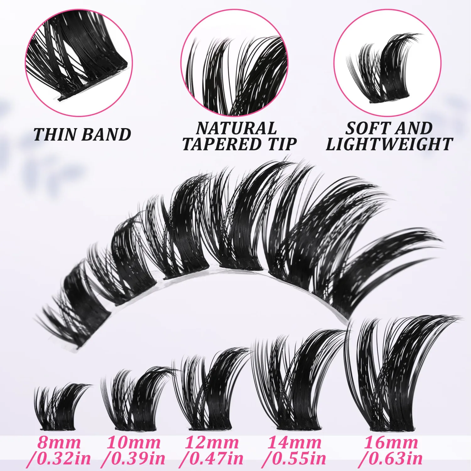 Lash Clusters Spiky Eyelash Extensions Wispy Individual Lashes Manga Eyelash Individuals 168 Pcs CC-Curly Cluster Eyelash Extensions 8-16MM Mixed DIY Lash Extensions