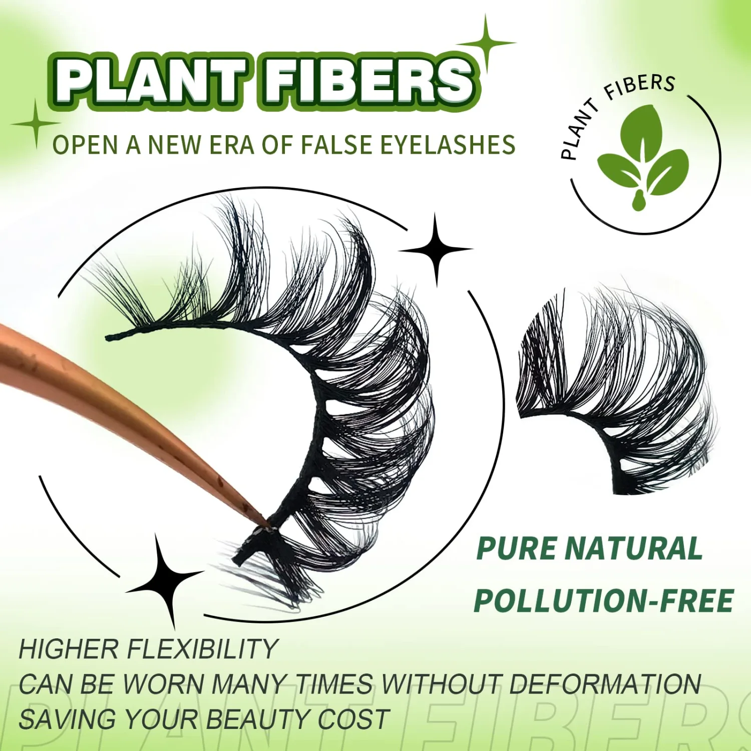 3D Plant Fibre Russian Strip Lashes - D Curl Lash Strips, Wispy Mink Eyelashes (DC04)