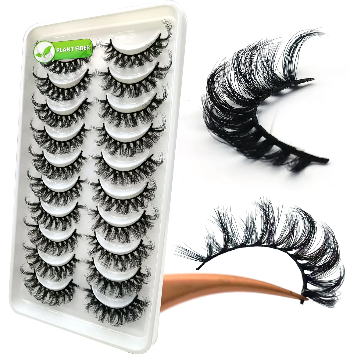 3D Plant Fibre Russian Strip Lashes - D Curl Lash Strips, Wispy Mink Eyelashes (DC04)