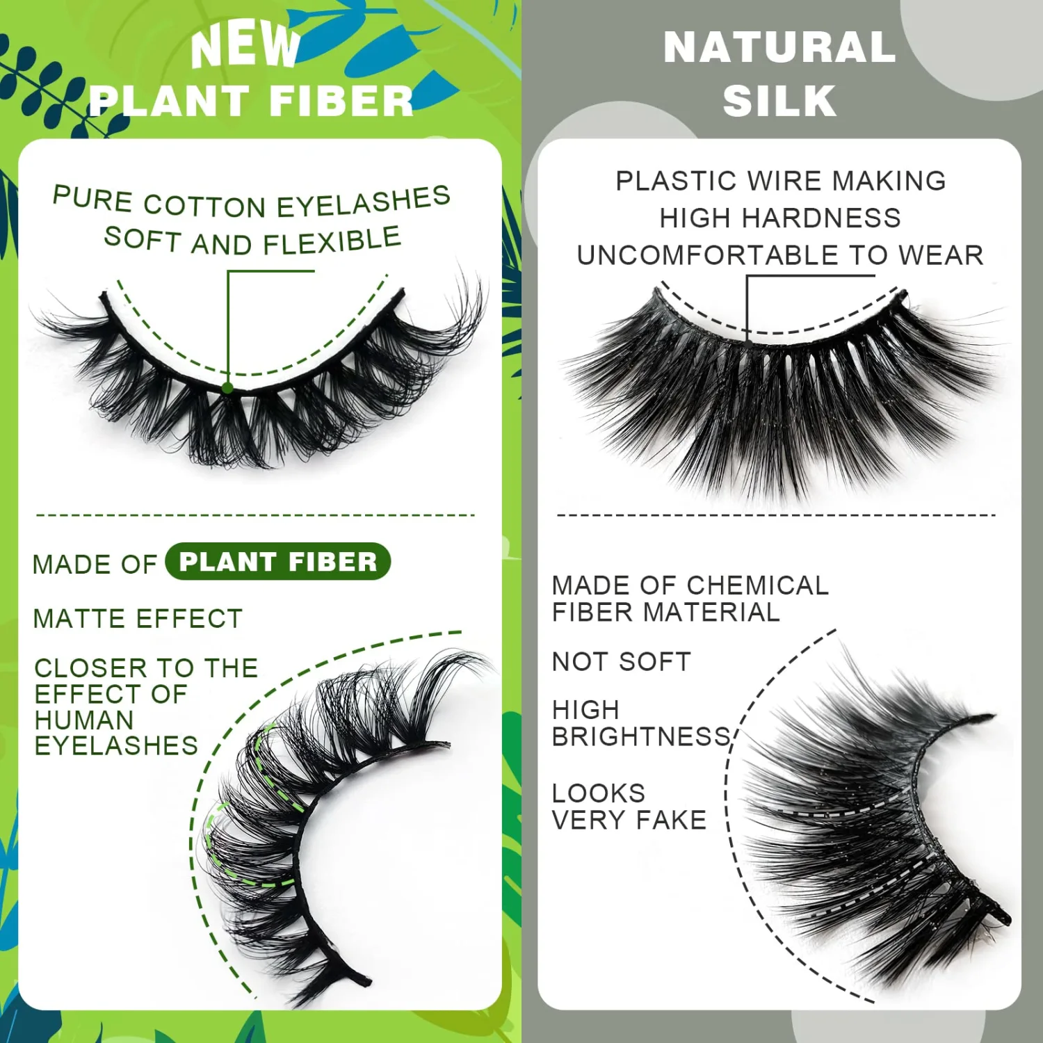 3D Plant Fibre Russian Strip Lashes - D Curl Lash Strips, Wispy Mink Eyelashes (DC04)
