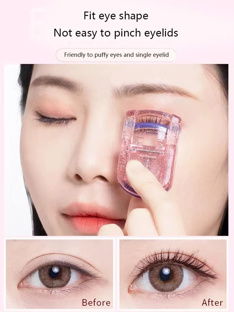 Women's Portable Mini Eyelash Curler Women's Curling Long-Lasting Partial Eyelash Curler, Suitable for Eyelash curlers Without Daily Makeup, use on the go