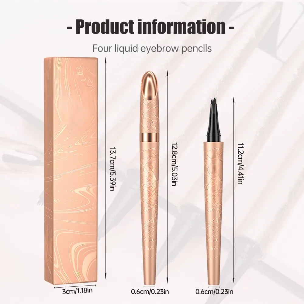 2025 New Microblading Eyebrow Pen, Waterproof Eyebrow Pencil, Eye Brow Pen with 4 Tip, Premium Natural Magic Eyebrow Makeup Fine Stroke Contouring Pencil Long-Lasting Stay on All Day (Black)