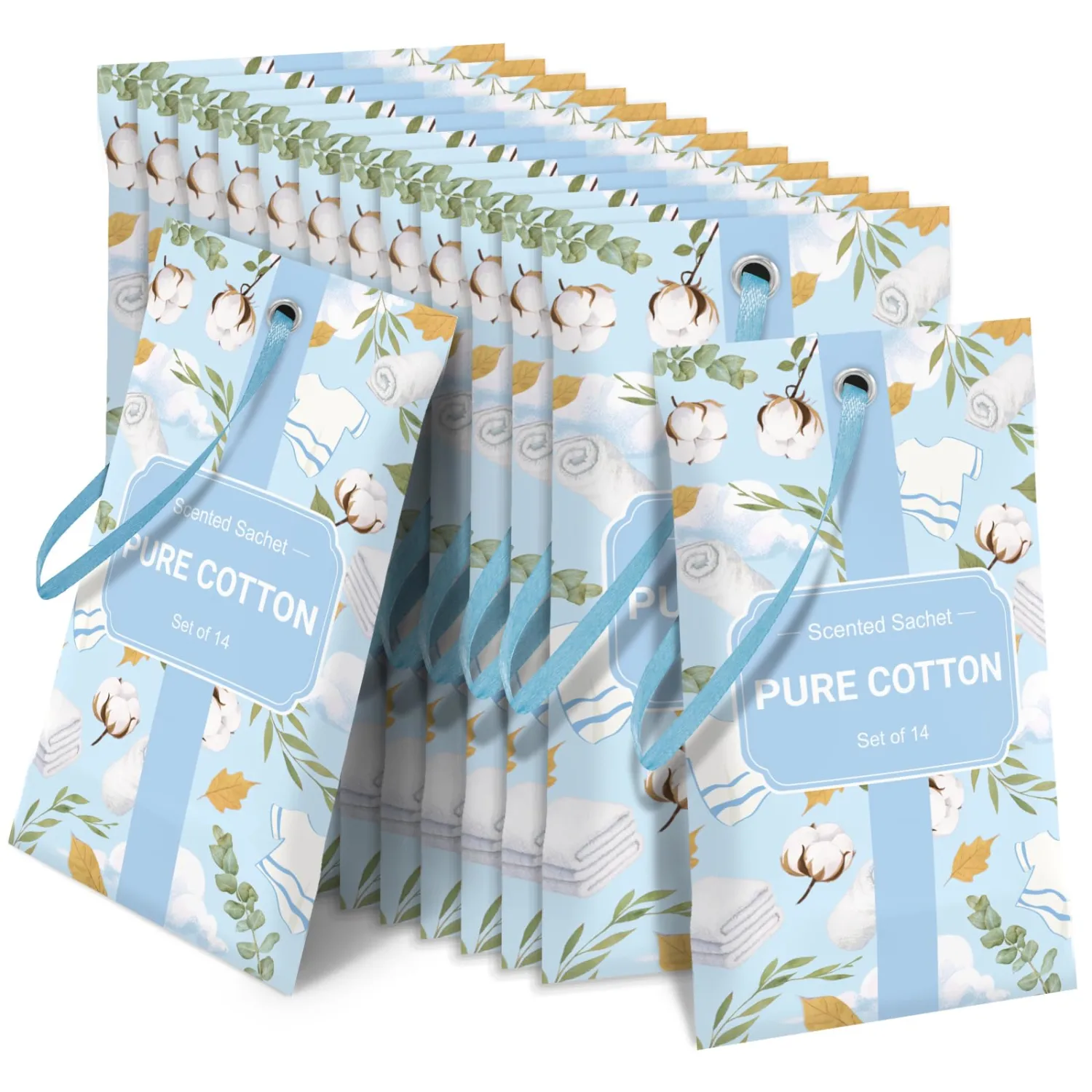 STRN Scented Sachets for Drawer and Closet, Pure Cotton Scented Long-Lasting Sachets, 14 Packs for Home Fragrance, Small Space Air Freshener for Wardrobes