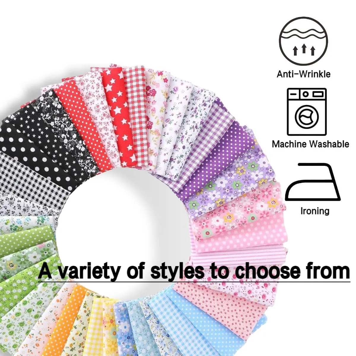 Grade Cotton Quilting Fabric Bundle, 100% Cotton Floral Print Patchwork Material for DIY Sewing, Cushions, Crafts, Machine Washable, Multi-Color Patterns (Pink, 5 * 5'')