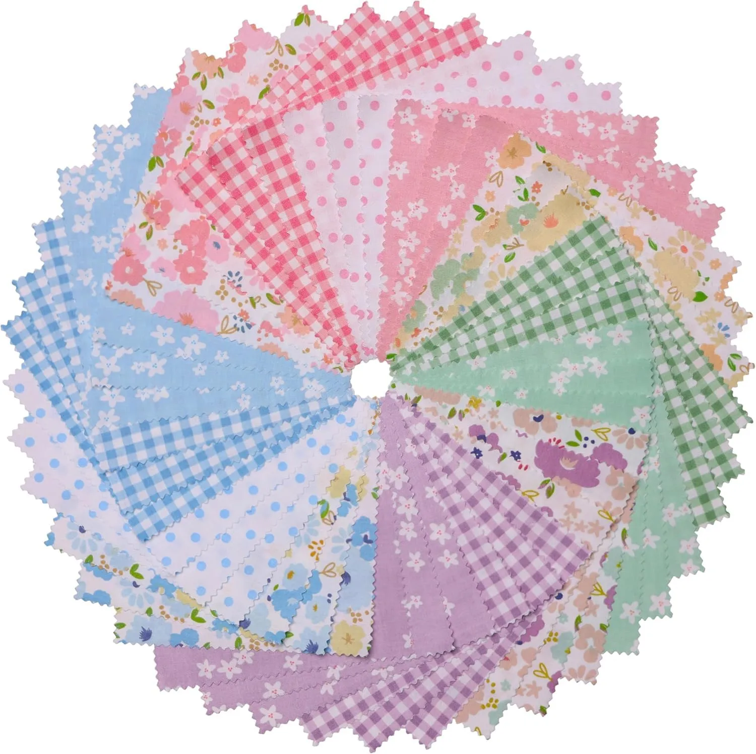 Grade Cotton Quilting Fabric Bundle, 100% Cotton Floral Print Patchwork Material for DIY Sewing, Cushions, Crafts, Machine Washable, Multi-Color Patterns (Pink, 5 * 5'')