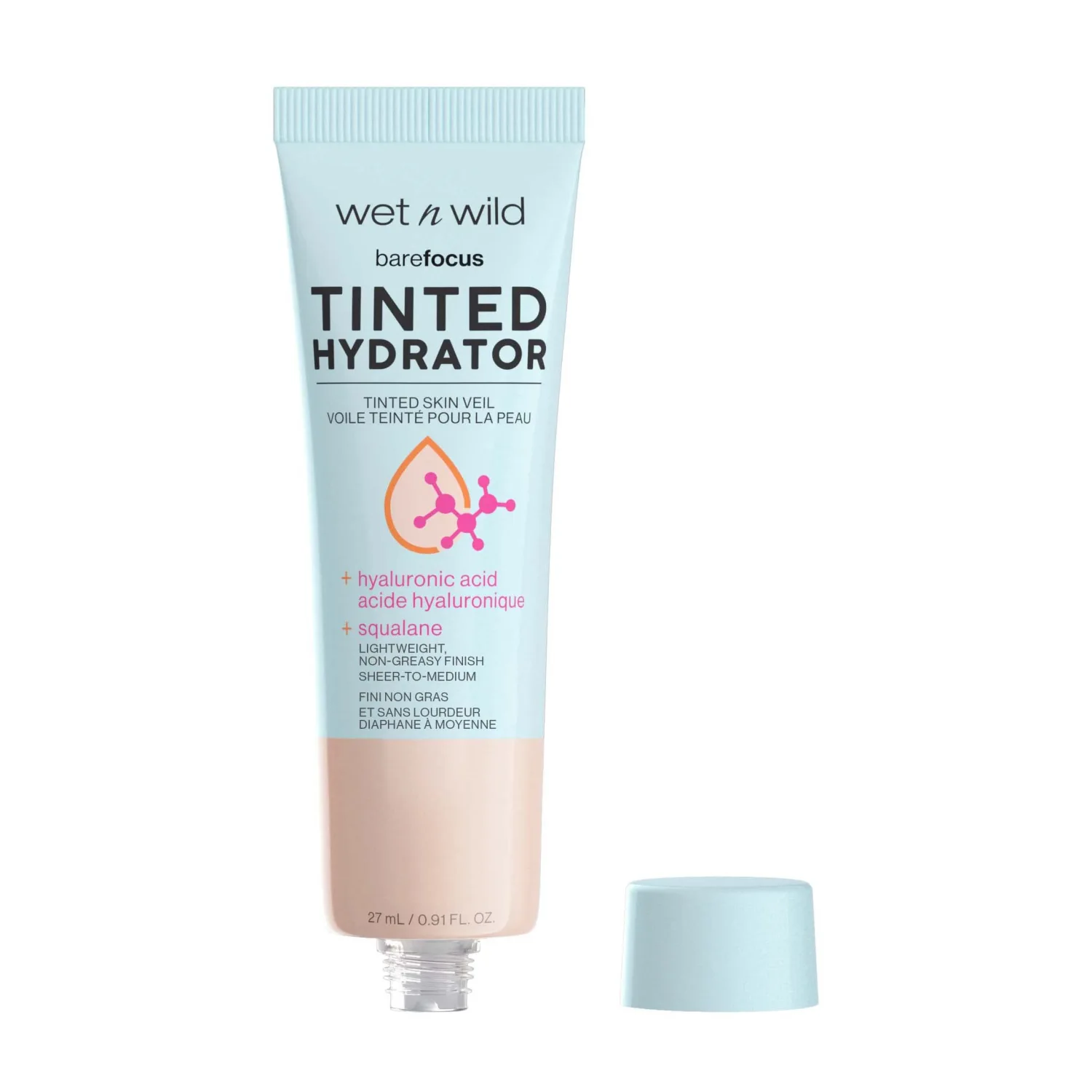 wet n wild Bare Focus Tinted Hydrator Tinted Skin Veil, Lightweight Buildable Coverage with Hyaluronic Acid & Vegan Squalane, Semi-Matte Finish, Cruelty-Free - Fair