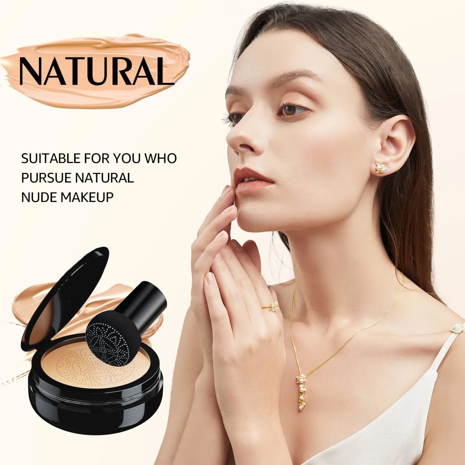 Foundation for Older Women - Air Cushion CC Cream Foundation Makeup, BB Cream Concealer Full Coverage Moisturizing Concealer Brighten Long-lasting (Medium)