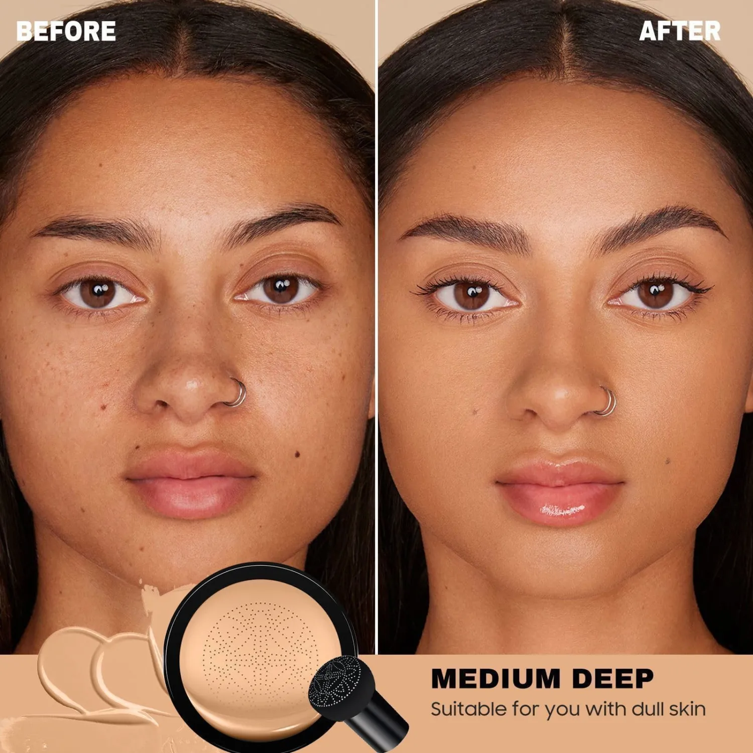 Foundation for Older Women - Air Cushion CC Cream Foundation Makeup, BB Cream Concealer Full Coverage Moisturizing Concealer Brighten Long-lasting (Medium)