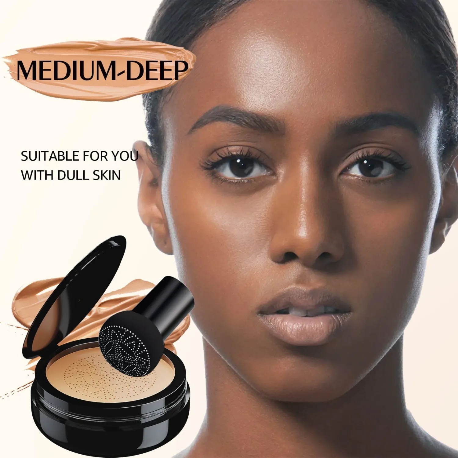 Mushroom Head Air Cushion CC Cream for Older Women, Medium Coverage Lightweight Up To 24H Wear Intense Moisture, Self Adjusting for Mature Skin, Vegan Formula (Medium)