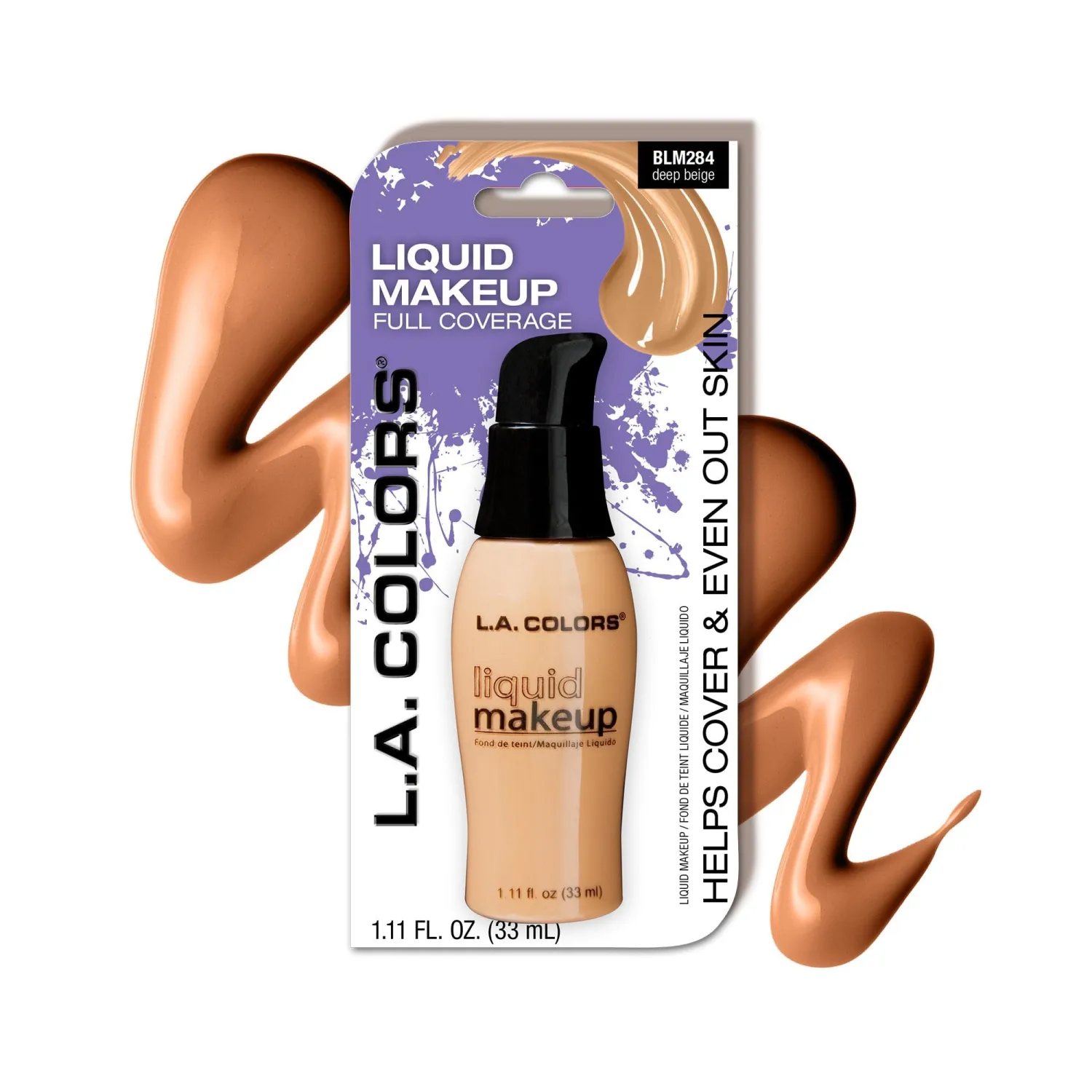 L.A. COLORS Liquid Makeup, Deep Beige - Carded CBLM284A (Pack of 2)