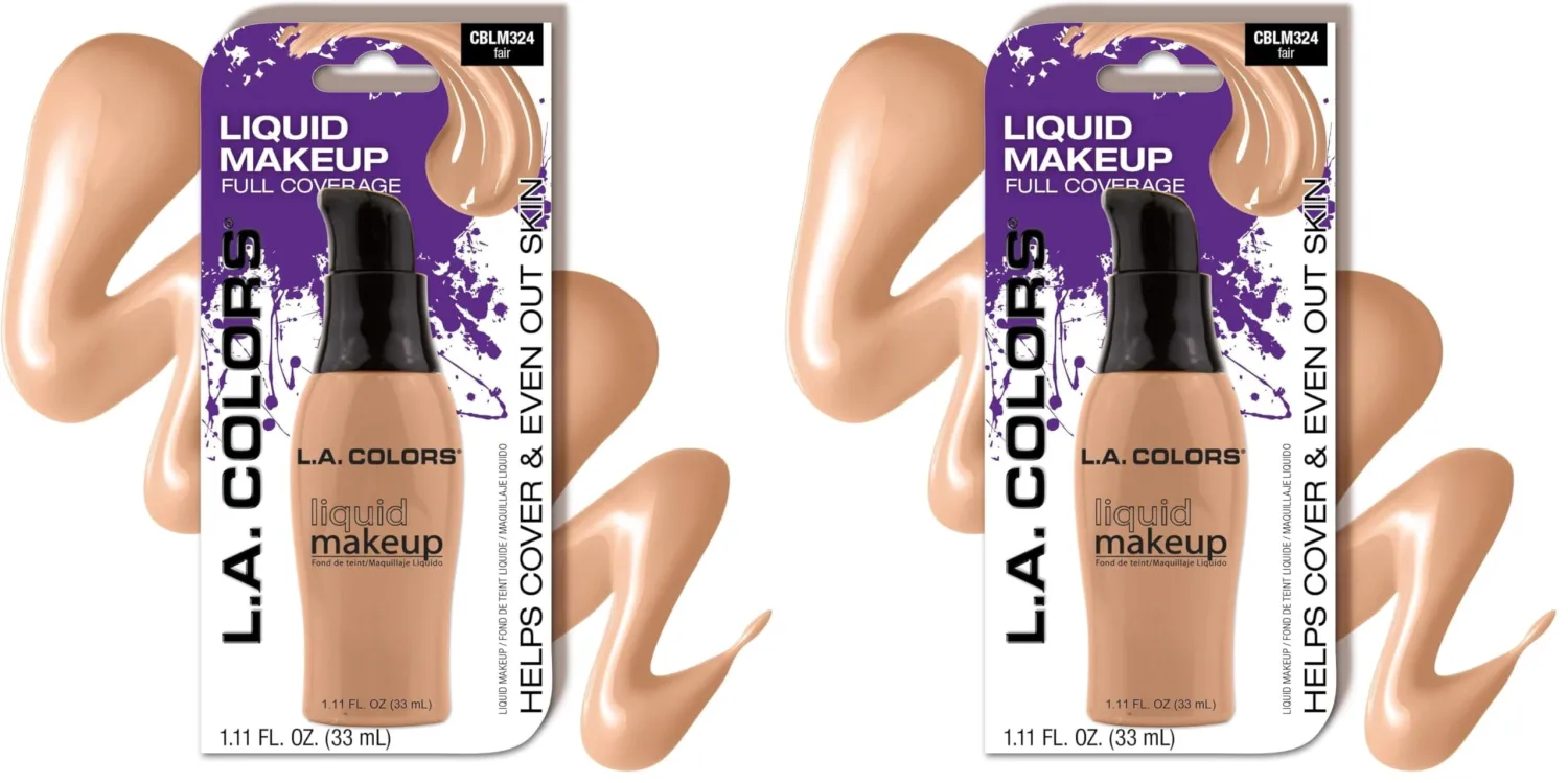 L.A. COLORS Liquid Makeup, Fair - Carded CBLM324 (Pack of 2)