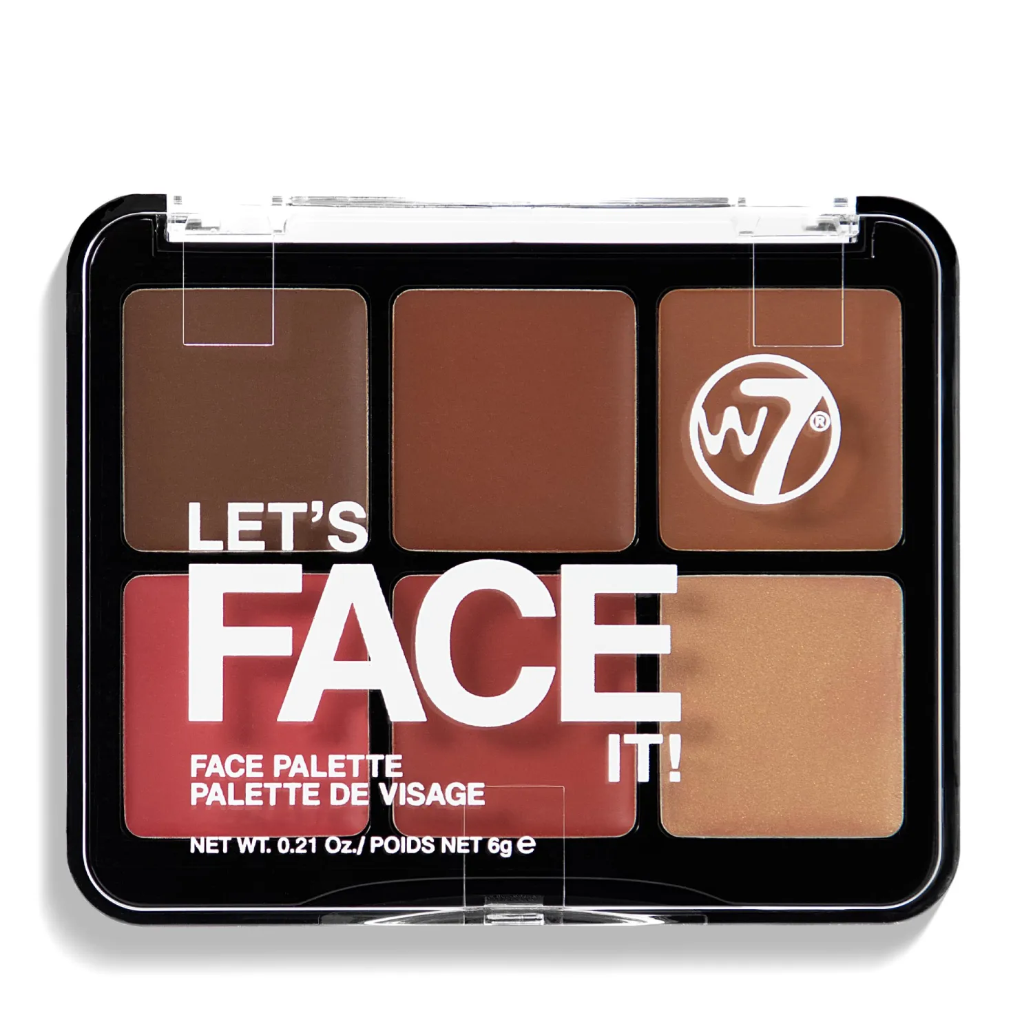 W7 Let’s Face It Cream Face Palette – Deep Desert Glow - 6-Pan Bronzer, Blush & Highlight Palette - Creamy, Blendable Face Makeup