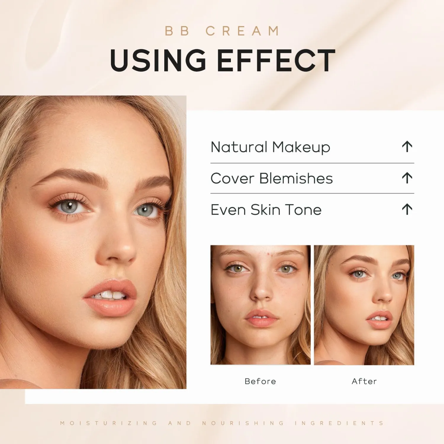 Hydrating BB Cream Tinted Moisturizer, 9Colors Full-Coverage Foundation & Concealer, Brighten Skin Tone & Cover Pores, Oil Control & Cover Flaws, Natural Finish for All Skin Types,160 Light