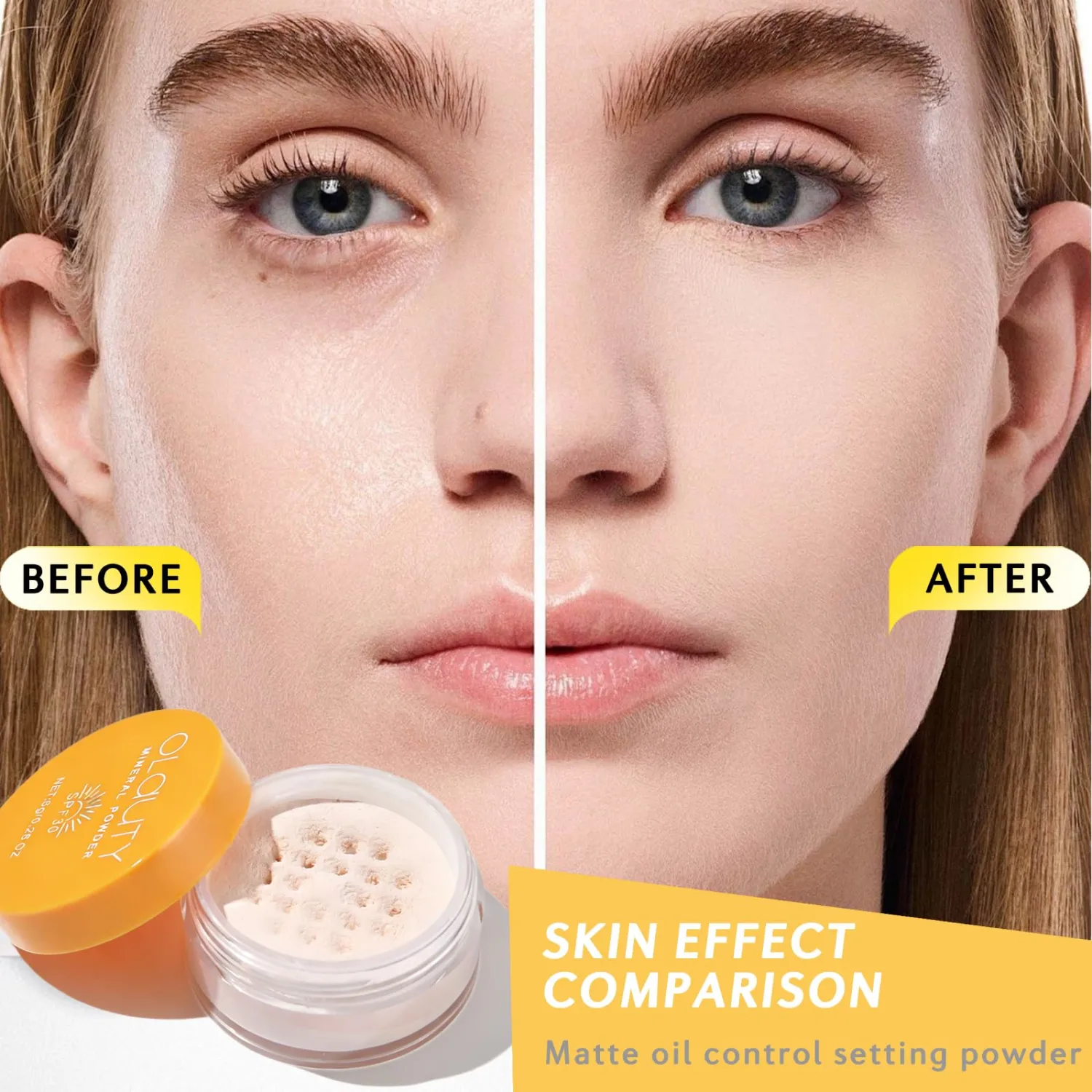 Mineral Powder Foundation for Face & Scalp, SPF 30, Translucent Loose Setting Powder Sunscreen Foundation Makeup,Matte Oil Control Natural Finishing Face Powder,Lightweight,Long-Lasting (#02 Medium)