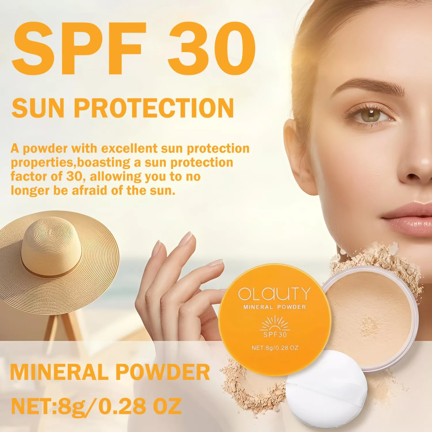 Translucent Loose Setting Powder, Mineral Powder SPF 30, Face Powder with Powder Puff, Oil Control, Buildable Coverage, Natural Matte Finish, Powder Sunscreen for Face & Scalp (Translucent)