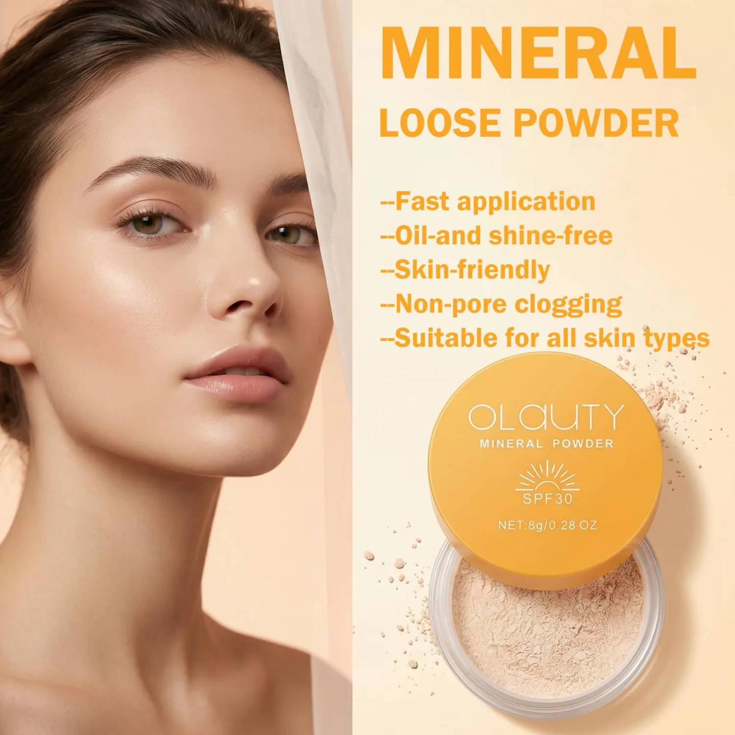 Translucent Loose Setting Powder, Mineral Powder SPF 30, Face Powder with Powder Puff, Oil Control, Buildable Coverage, Natural Matte Finish, Powder Sunscreen for Face & Scalp (Translucent)