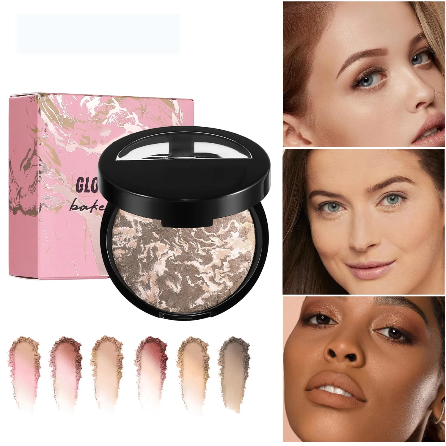 AKARY Baked Powder Foundation, Oil Control Correcting Powder Foundation, Buildable Light to Medium Coverage - Demi-Matte Natural Flawless Finish Smooth Lightweight, 02 Fair