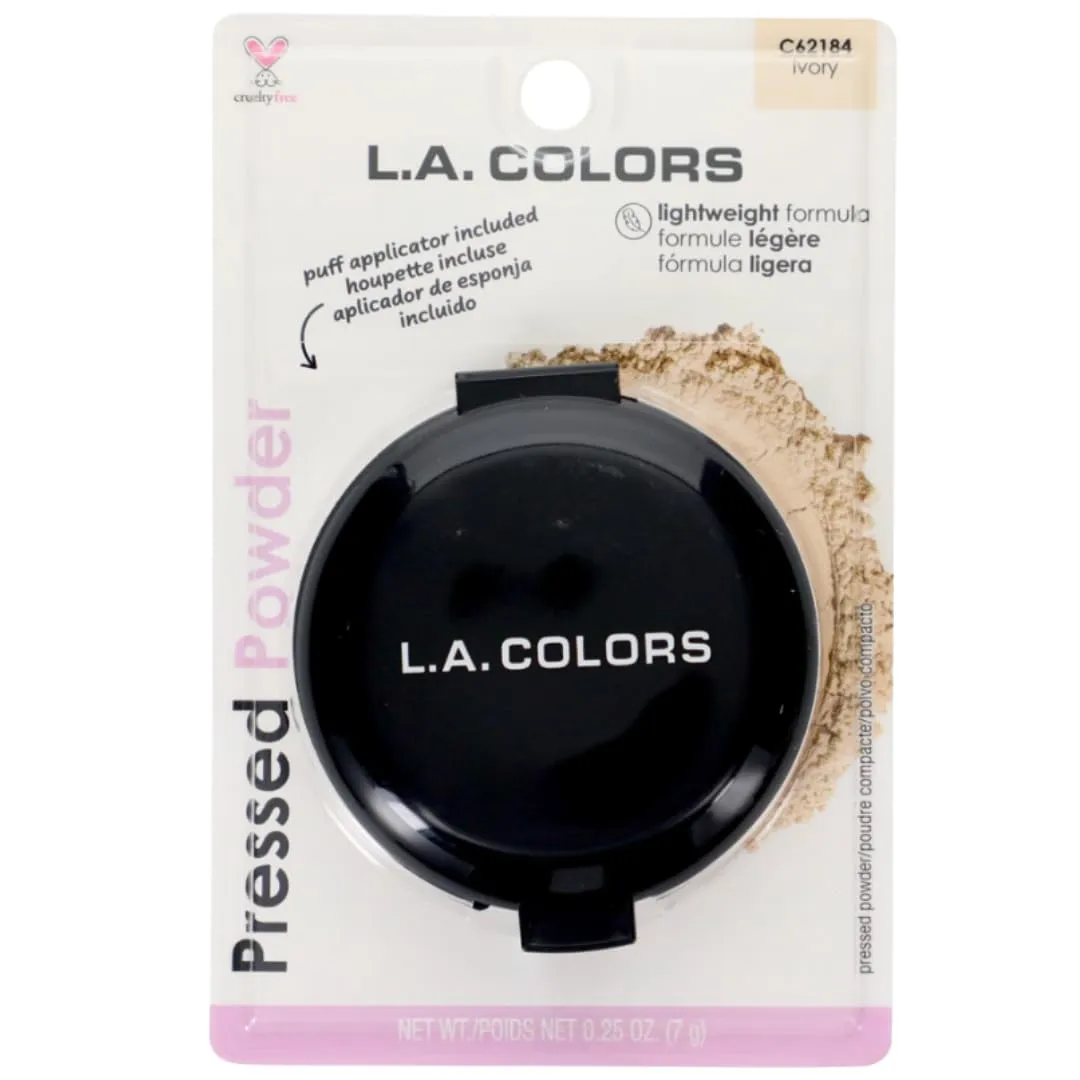 LA Colors Pressed Powder Compact – Matte Shine Control Face Powder with Mirror & Applicator – Smooth Natural Finish – Ivory