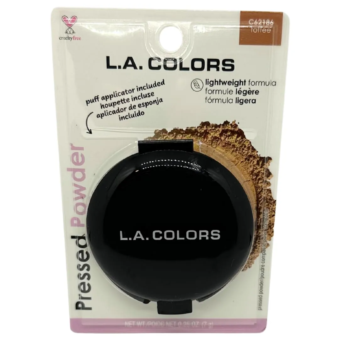 LA Colors Pressed Powder Compact – Matte Shine Control Face Powder with Mirror & Applicator – Smooth Natural Finish – Toffee