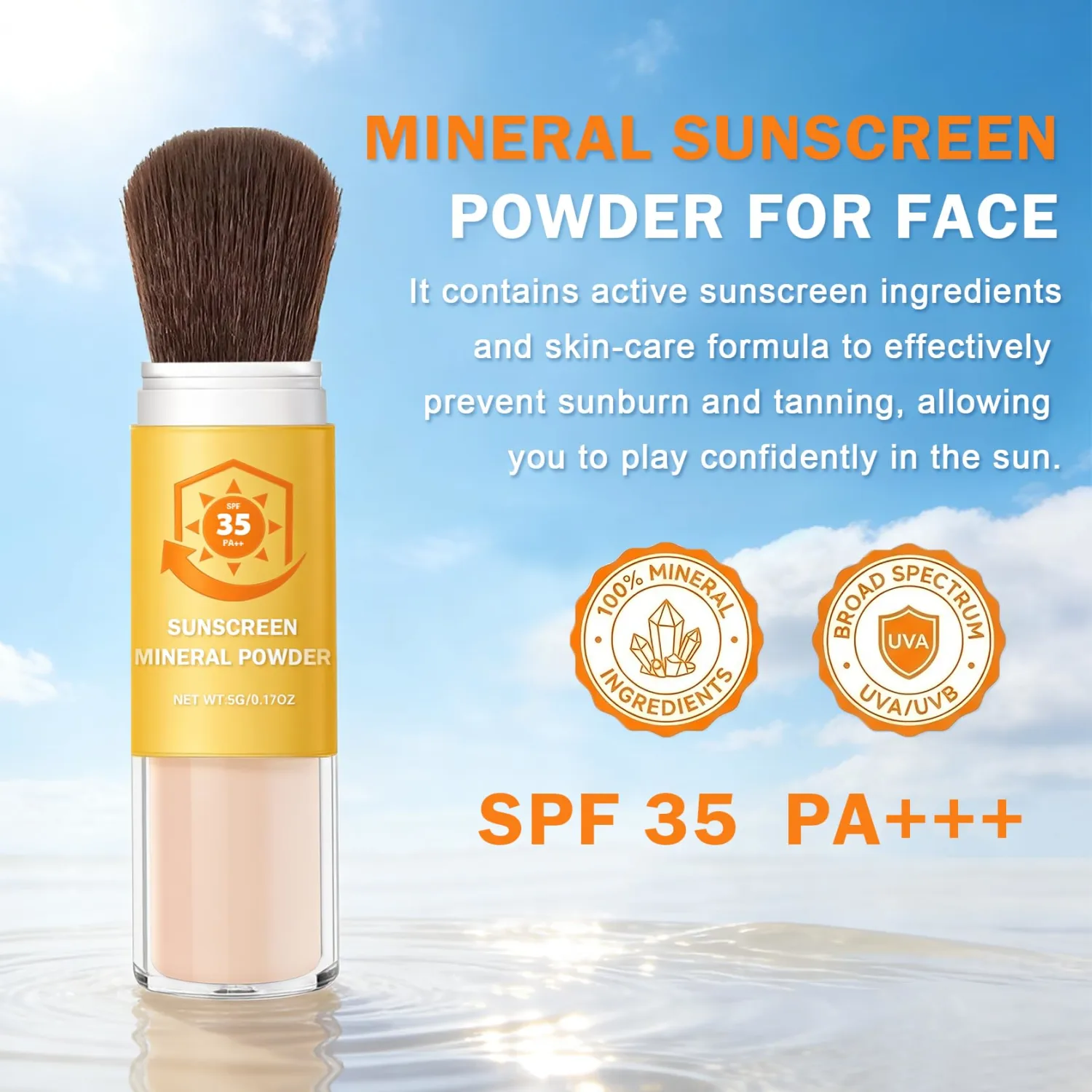 Mineral Sunscreen Powder for Face,SPF 35,Natural Breathable,Oil Control Long Lasting Powdered Sunscreen,Translucent Powder Setting Powder Makeup （01 Translucent）
