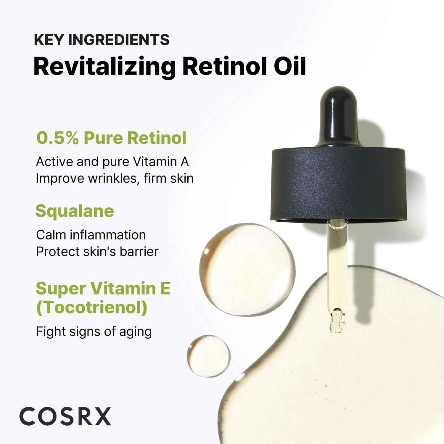 COSRX Retinol 0.5 Oil, Anti-aging Serum with 0.5% Retinoid Treatment for Face, Reduce Wrinkles, Fine Lines, Gentle Skincare for Day & Night, Not Tested on Animals, Korean Skin Care