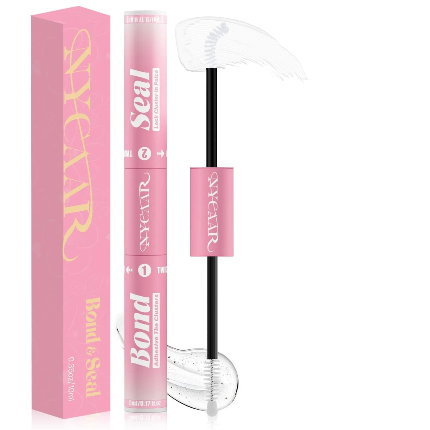 Lash Clusters Glue White Bond and Seal for Eyelash Clusters Latex-Free Waterproof Lash Glue Long-Lasting Eyelashes Bond Strong Hold Eyelash Cluster Adhesive for 72 Hours（White,10ml）
