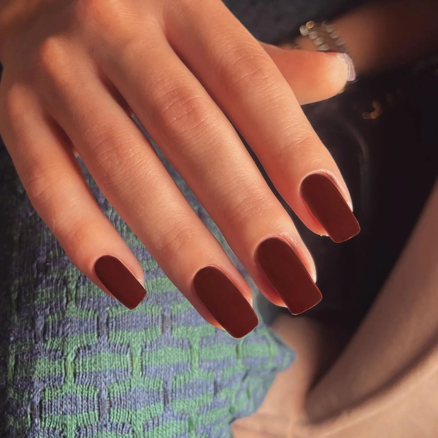 Matte Dark Red Press on Nails Short Medium Square Glue on Nails Set,Xcreando Summer Square Fake Nails Short Coffin Nail Press ons Gel Nail Medium Length False For Women 24 Pcs