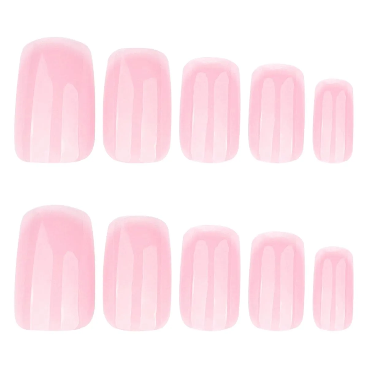 24Pcs Short Square Press on Nails Nude Pink Fake Nails White French Tip False Nails Cute Pink Gradient Acrylic Nail Tips Glossy Artificial Fingernails Reusable Full Cover Stick on Nails for Women