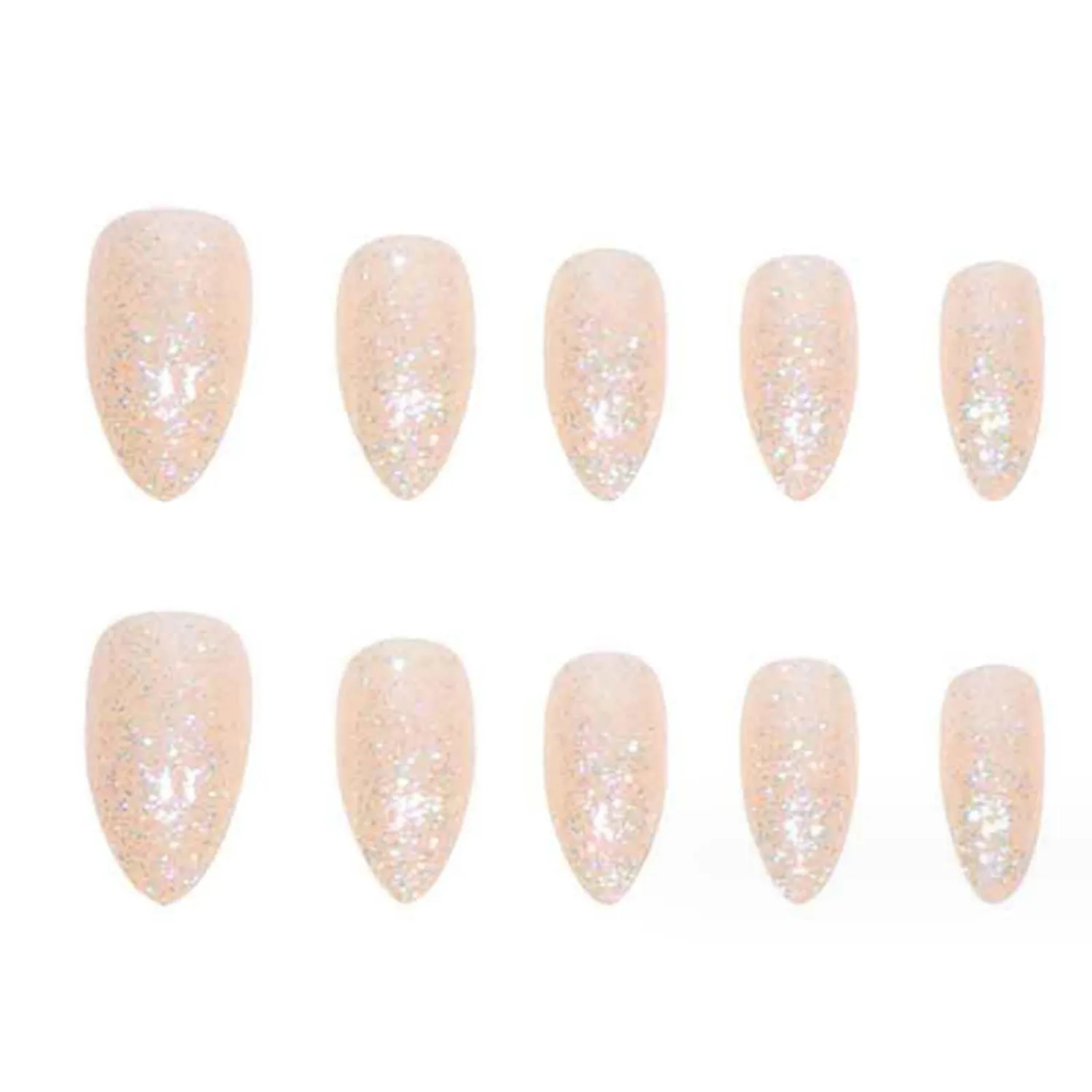 Short False Nails Almond Press on Nails Bling Nails Tips Full Cover Ballerina Fake Nails for Women and Girls 24Pcs