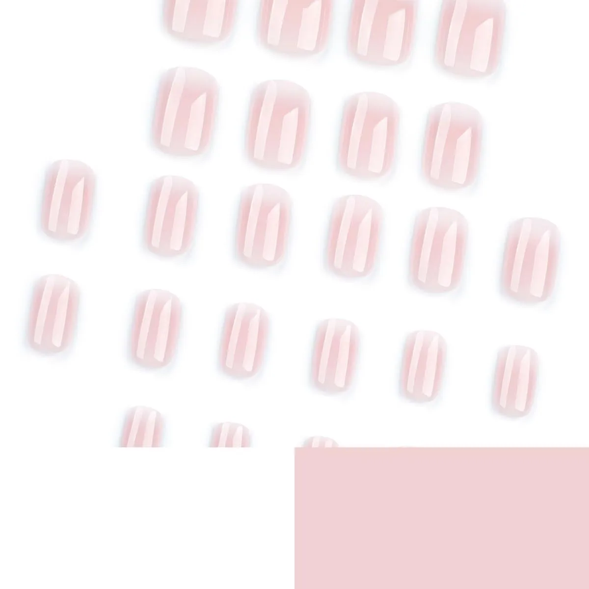 24Pcs Nude Press on Nails French Short Fake Nails Full Cover Square Acrylic False Nails with Pink White Gradient Design Glossy Cute Artificial Glue on Nail Natural Stick on Nails for Women